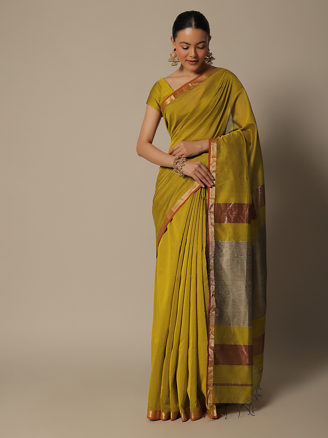 

KALKI Fashion Chanderi Zari Saree, Yellow