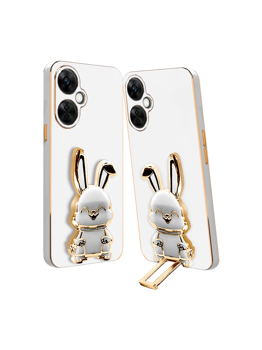 

Karwan 3D Bunny with Folding Stand Oneplus Nord CE3 LITE 5G Back Cover Case, White