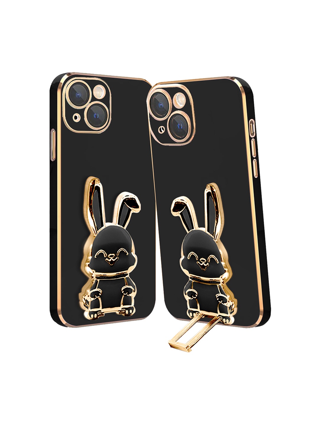 

Karwan 3D Bunny With Folding Stand iPhone 14 Back Cover Case, Black