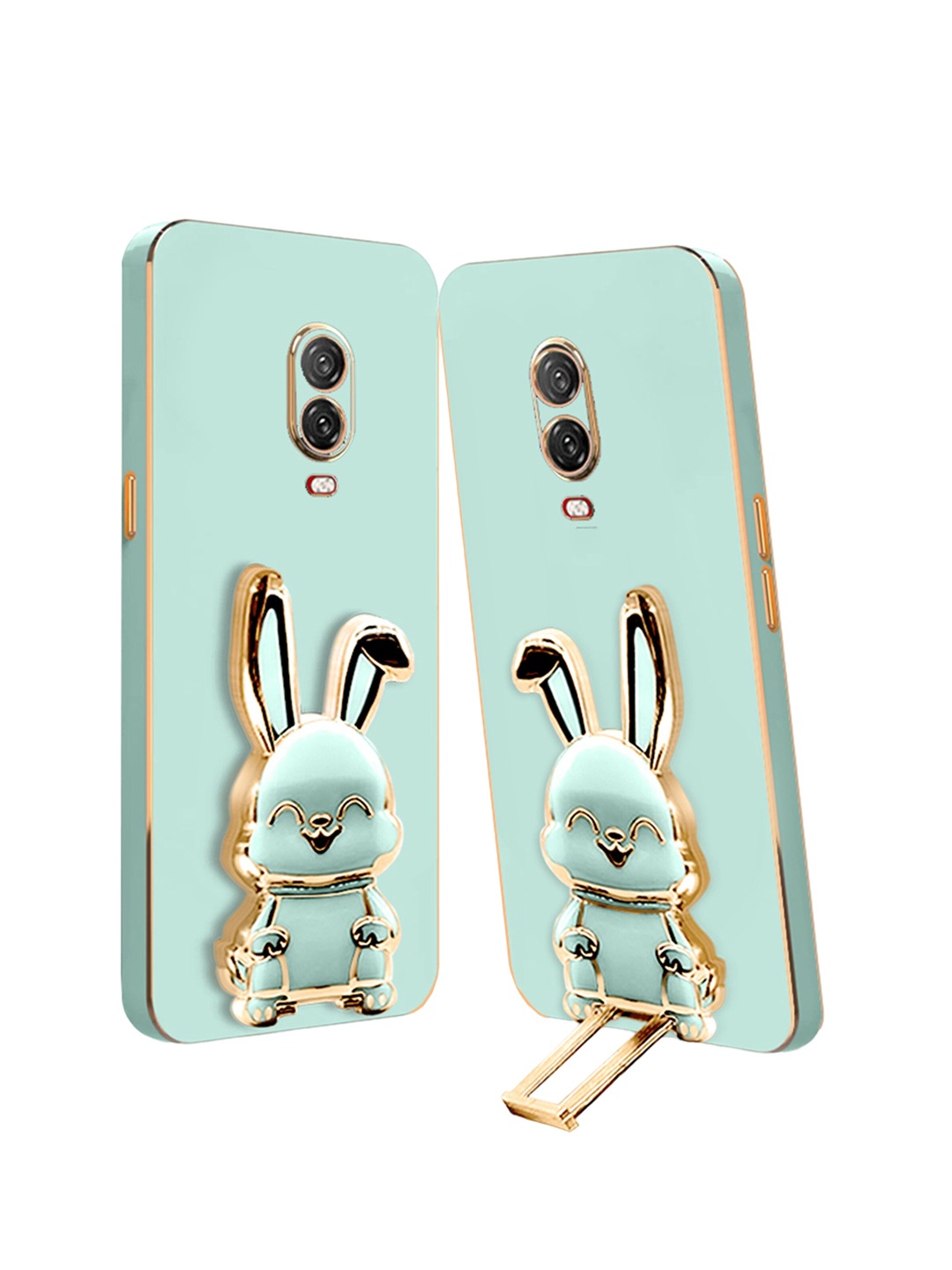 

Karwan 3D Bunny With Folding Stand Oneplus 6T Back Cover Case, Blue