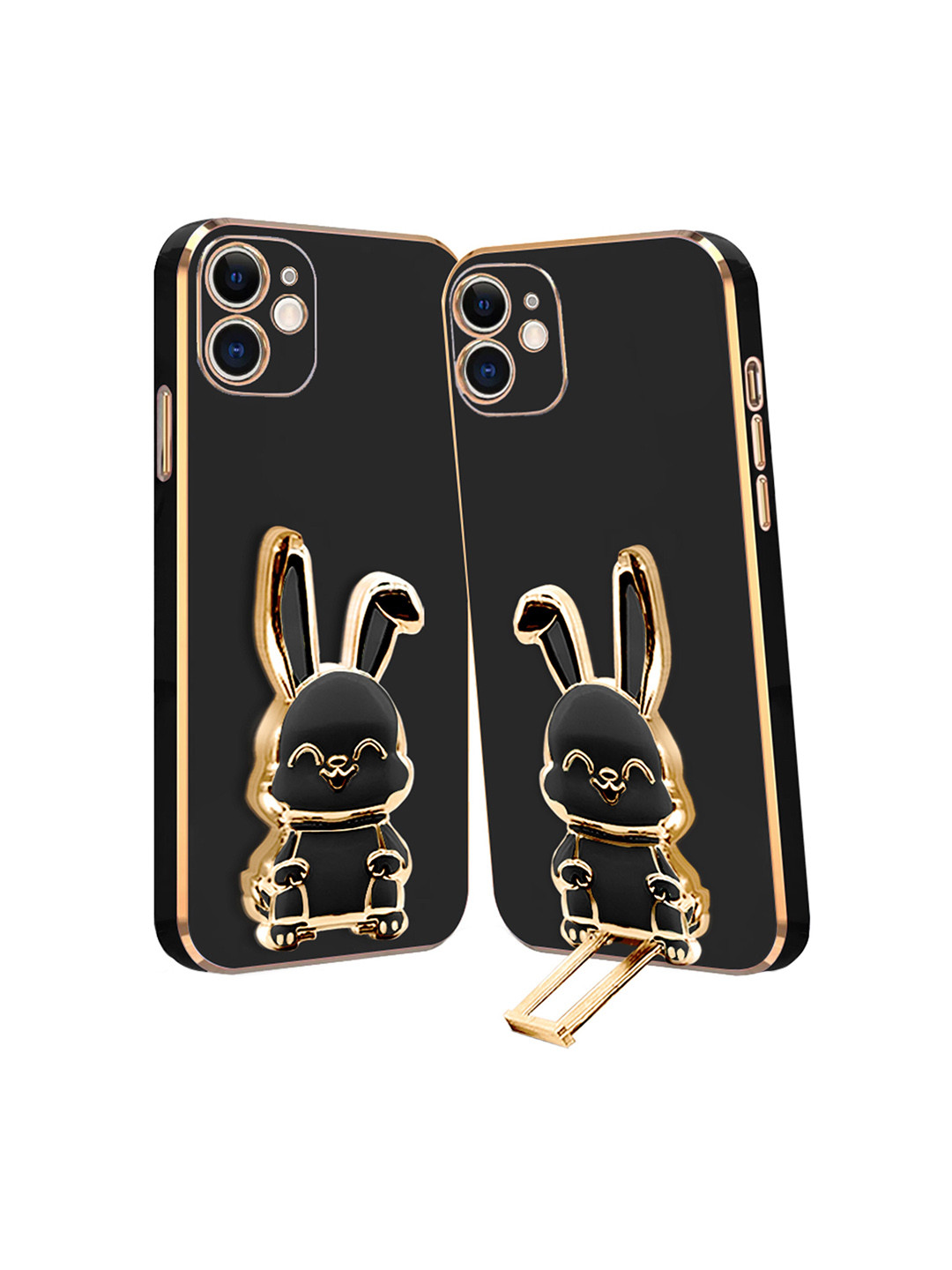 

Karwan 3D Bunny With Folding Stand iPhone 11 Back Cover Case, Black