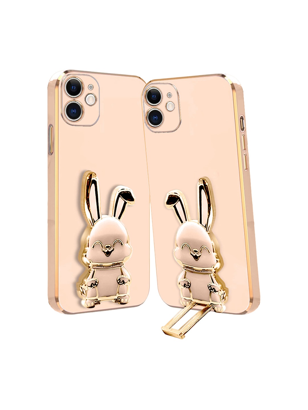 

Karwan 3D Bunny With Folding Stand iPhone 11 Back Cover Case, Pink