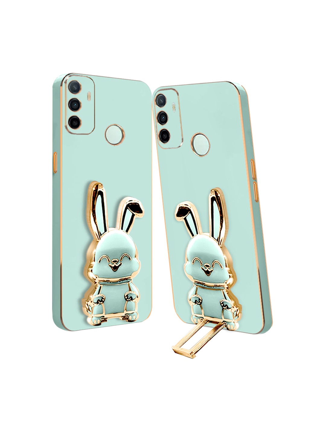 

Karwan 3D Bunny With Folding Stand Oppo A53 2020 Back Cover Case, Green