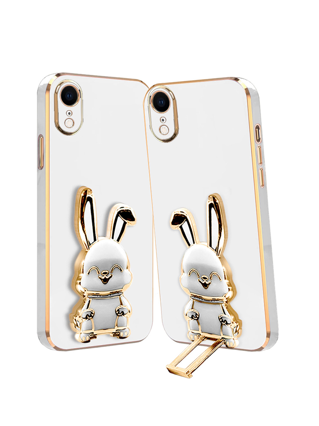 

Karwan 3D Bunny With Folding Stand iPhone XR Back Cover Case, White