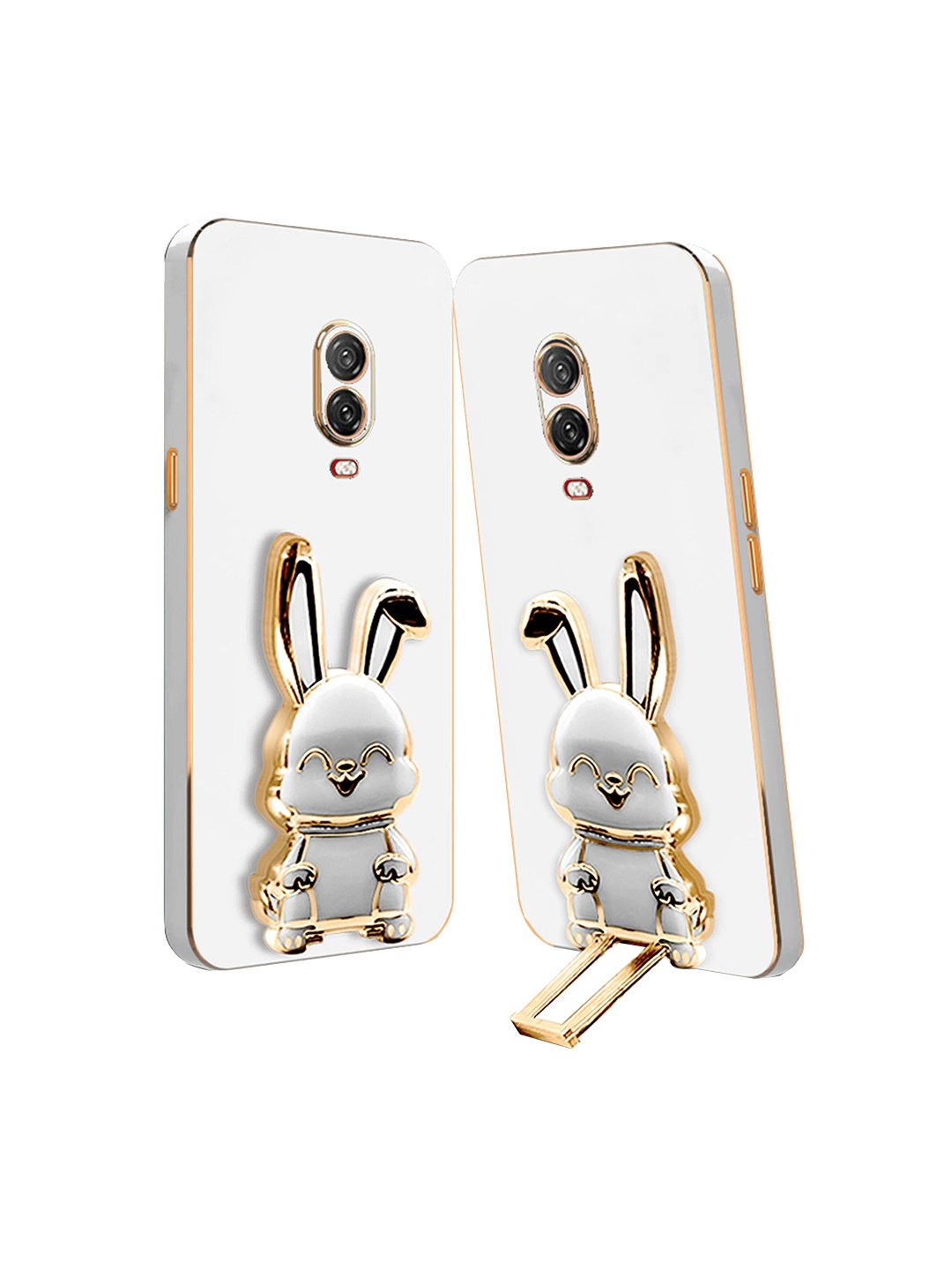 

Karwan 3D Bunny With Folding Stand Oneplus 7 Back Cover Case, White