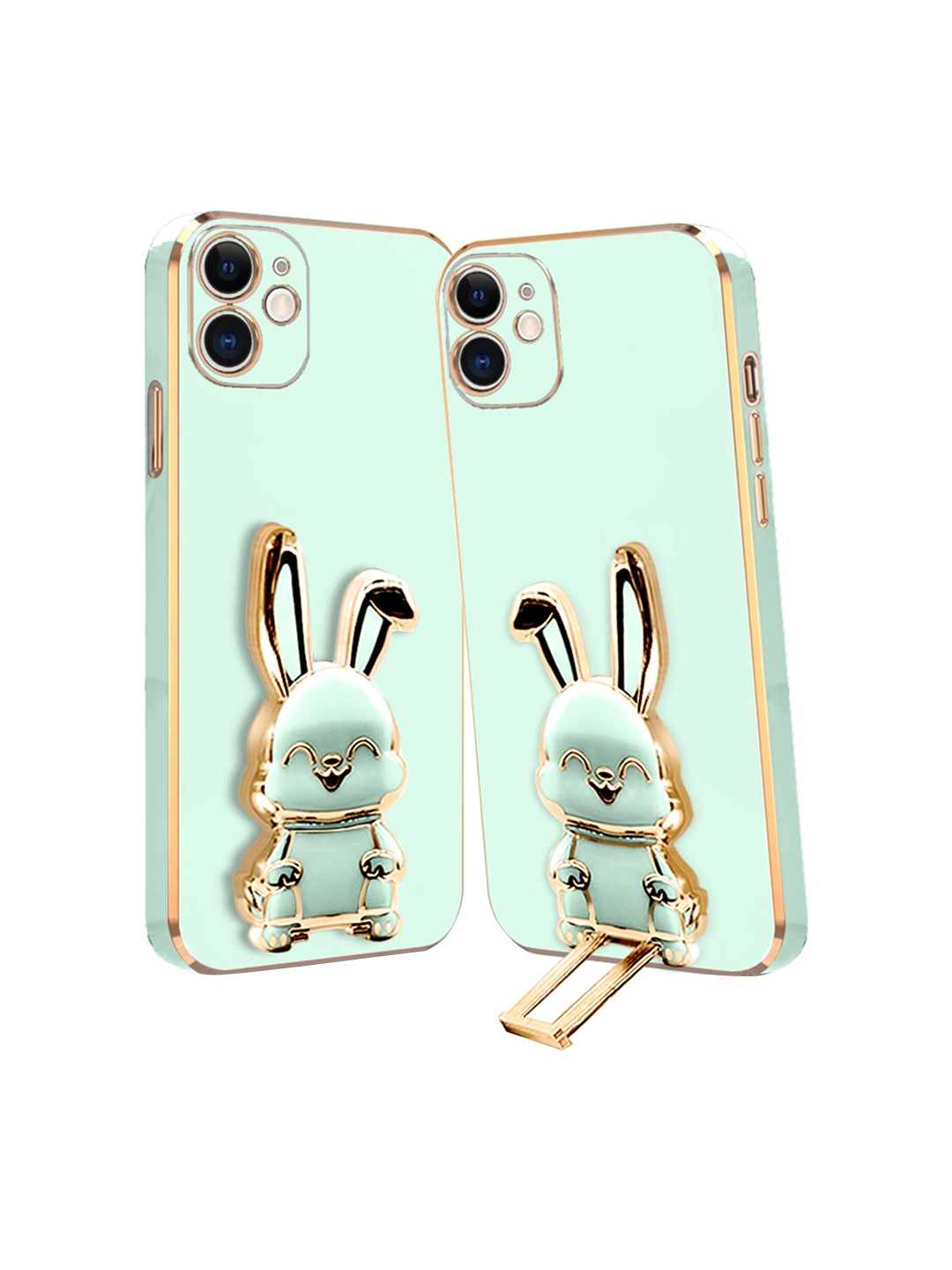 

Karwan 3D Bunny With Folding Stand iPhone 12 Back Cover Case, Green