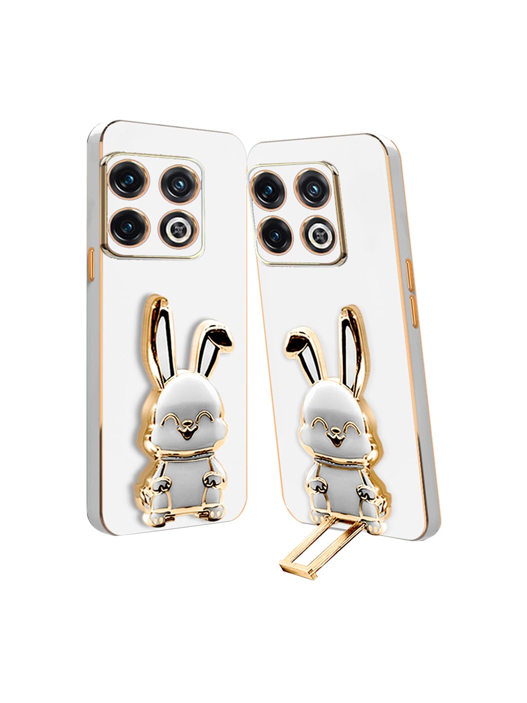

Karwan 3D Bunny With Folding Stand Oneplus 10 Pro Back Cover Case, White