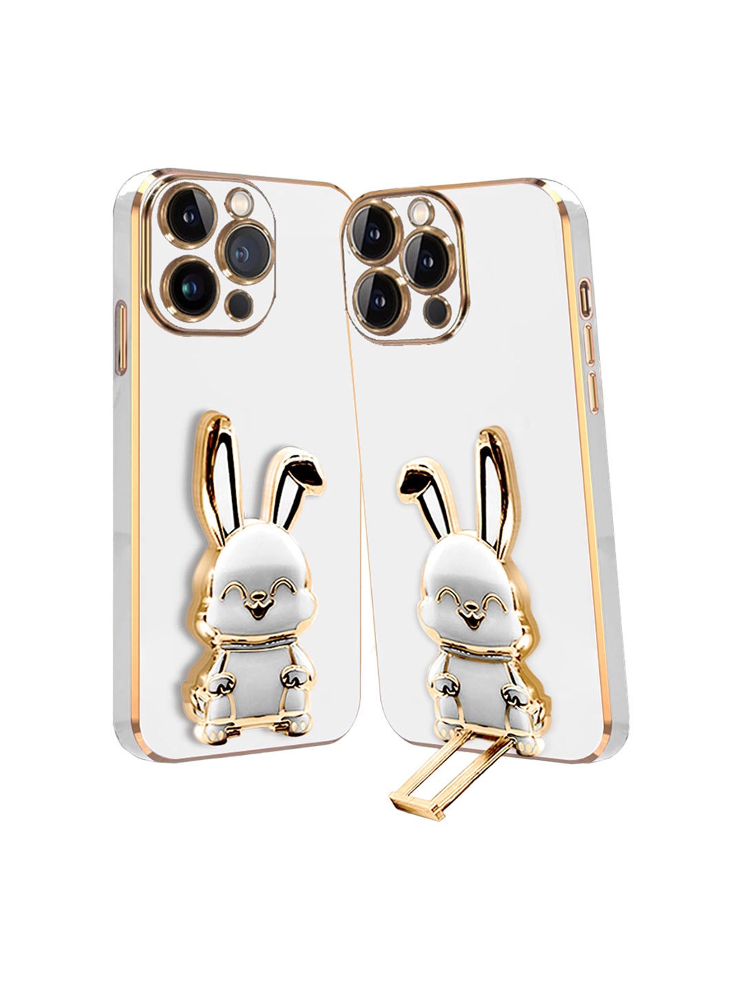 

Karwan 3D Bunny With Folding Stand iPhone 12 Pro Max Back Cover Case, White