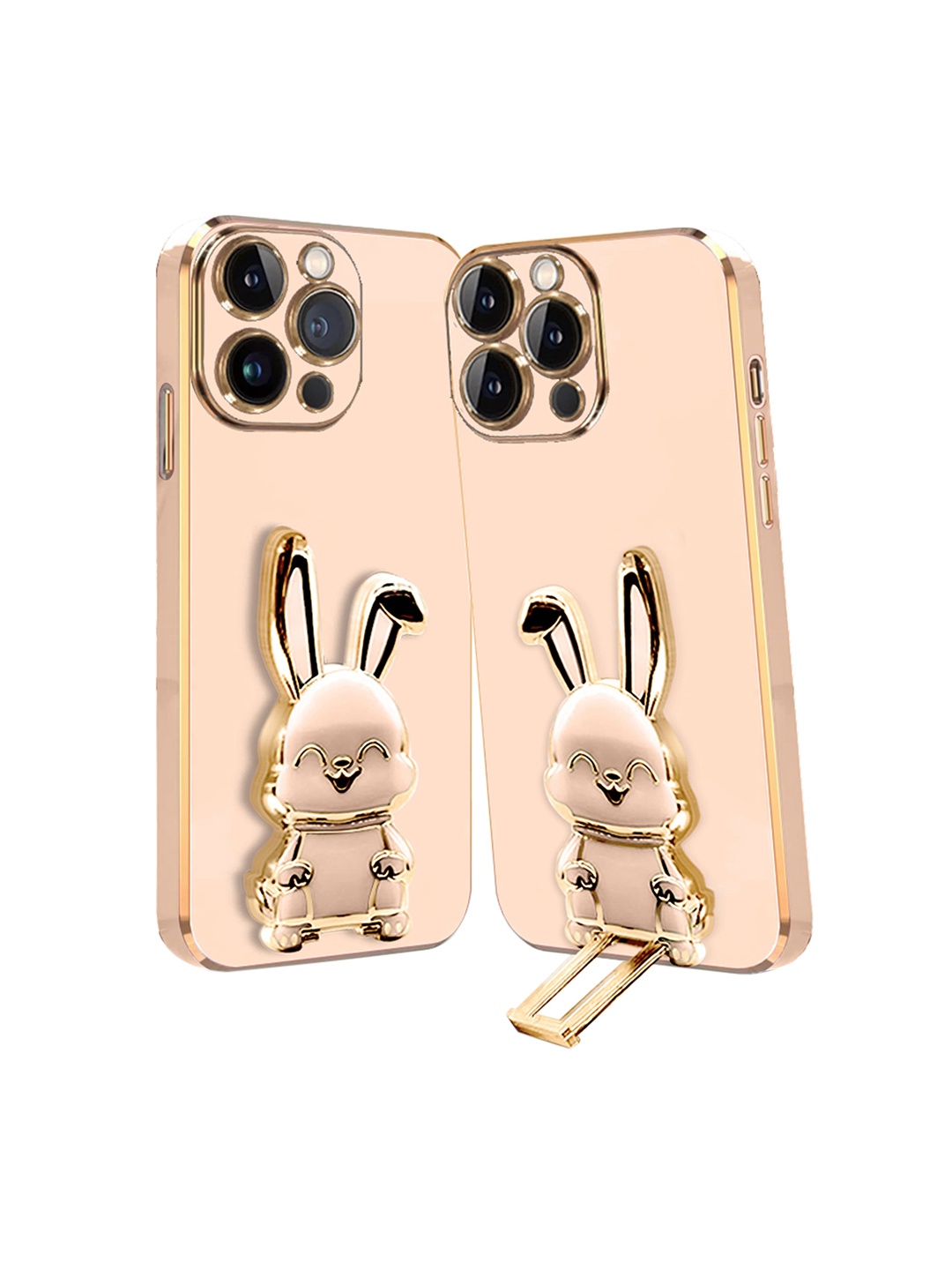 

Karwan 3D Bunny With Folding Stand iPhone 12 Pro Back Cover Case, Pink
