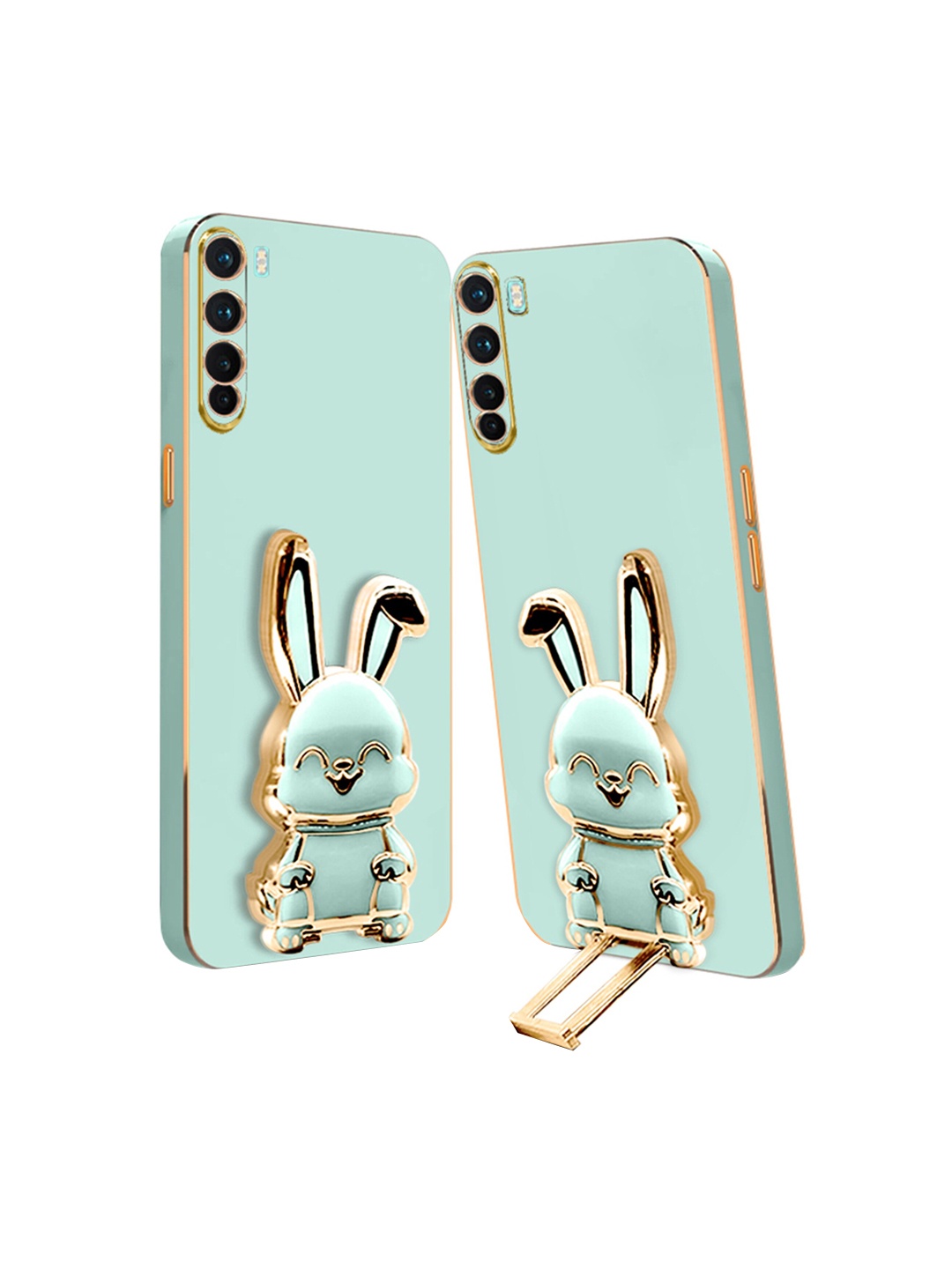 

Karwan OnePlus Nord Back Case With 3D Bunny Folding Stand, Green