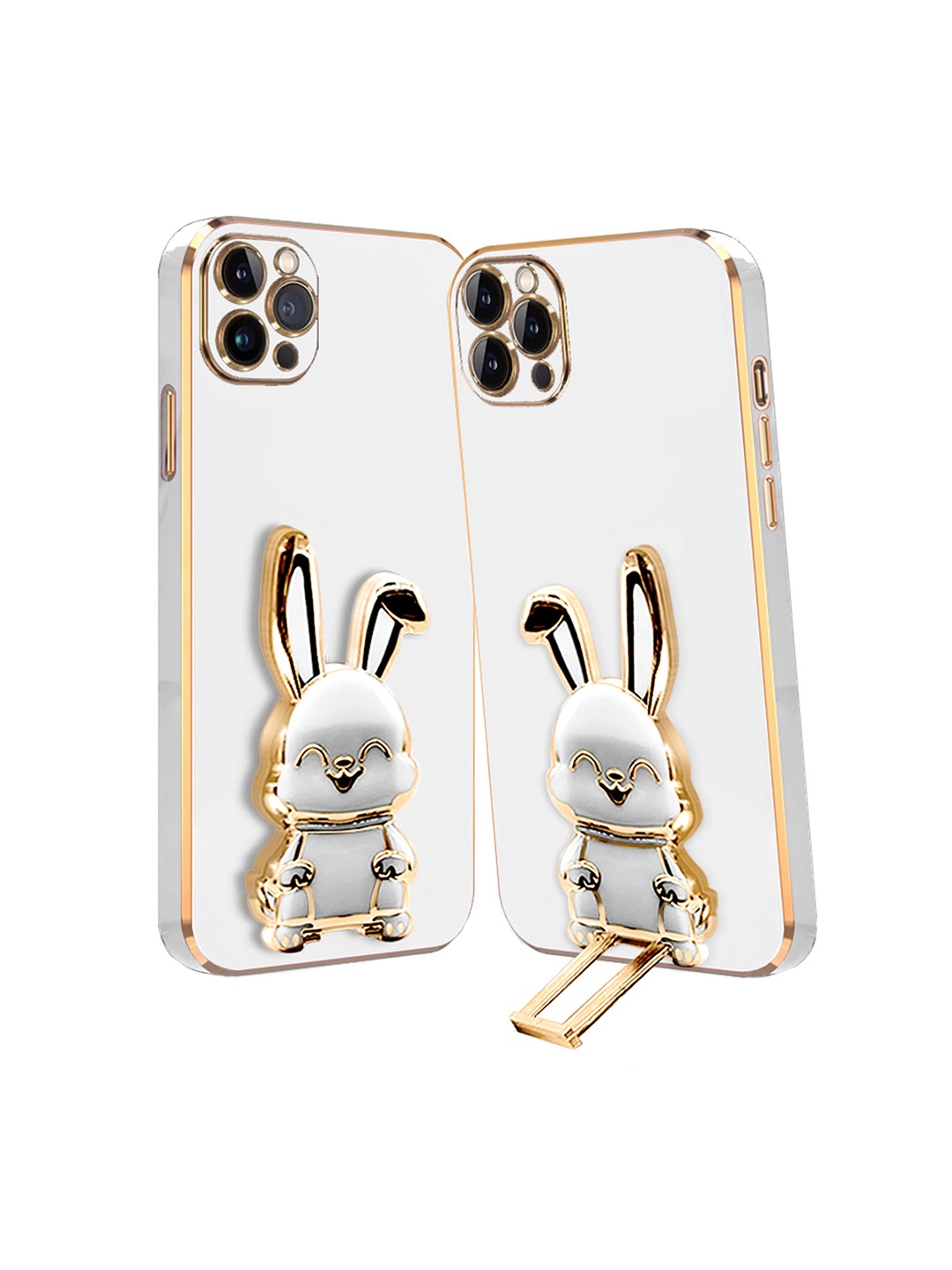 

Karwan 3D Bunny With Folding Stand iPhone 11 Pro Max Back Cover Case, White