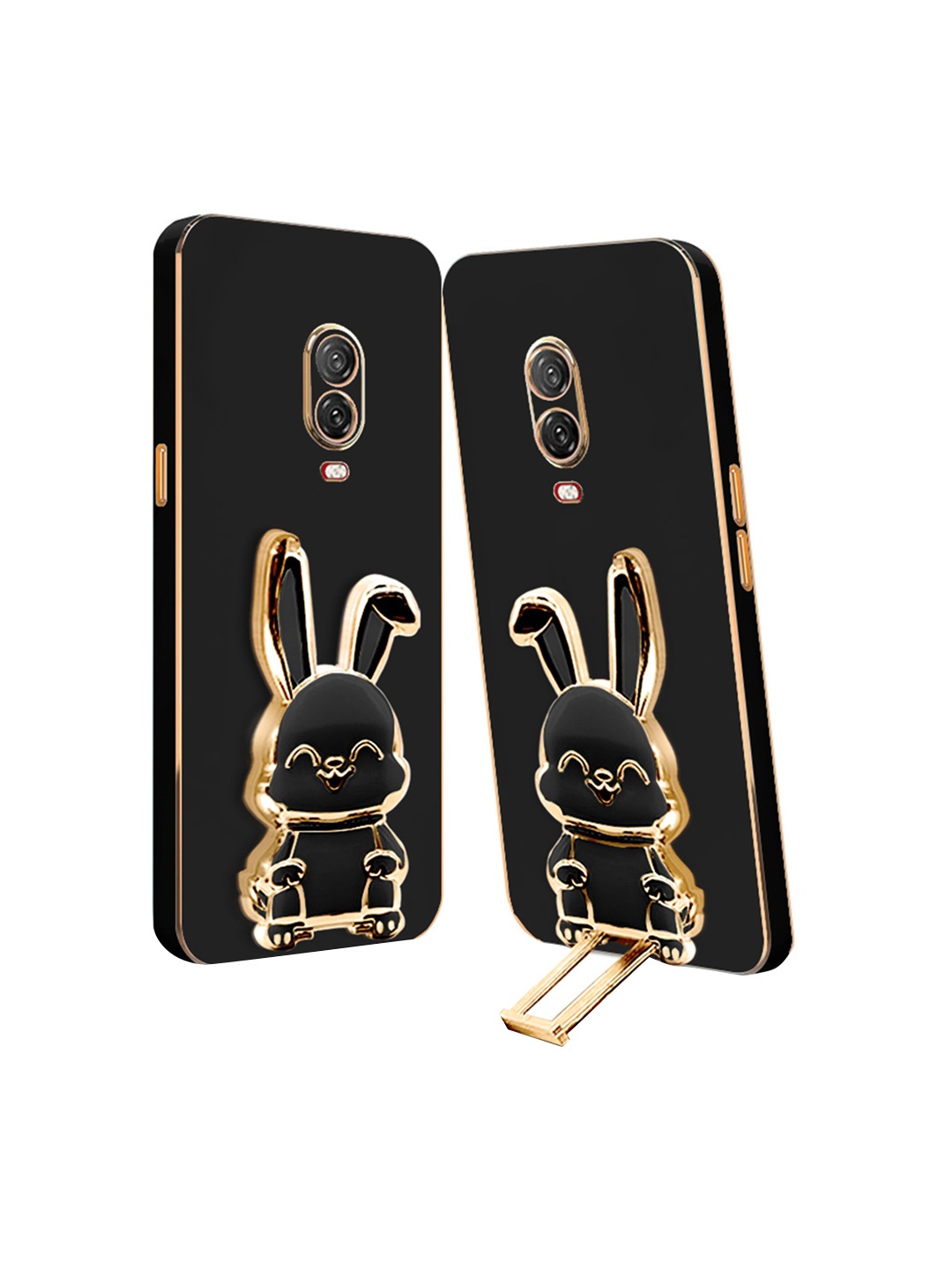 

Karwan 3D Bunny With Folding Stand Oneplus 7 Back Cover Case, Black