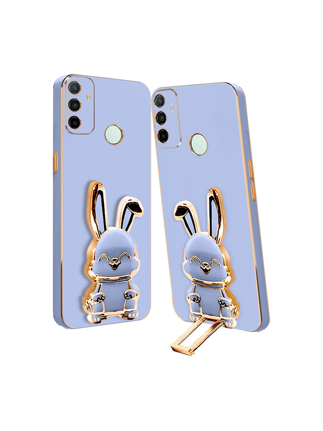 

Karwan 3D Bunny With Folding Stand Oppo A53 2020 Back Cover Case, Blue