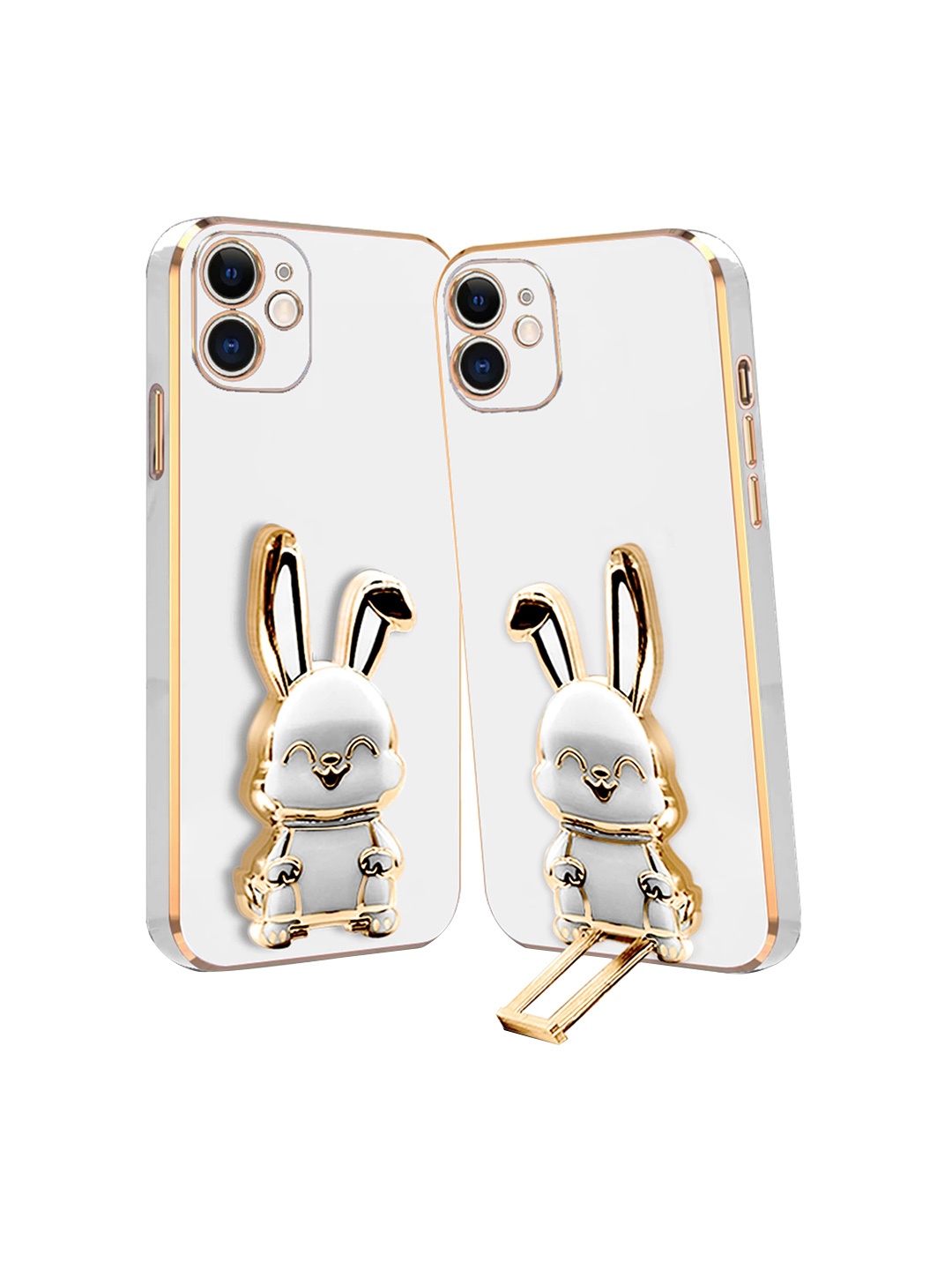 

Karwan 3D Bunny With Folding Stand iPhone 11 Back Cover Case, White