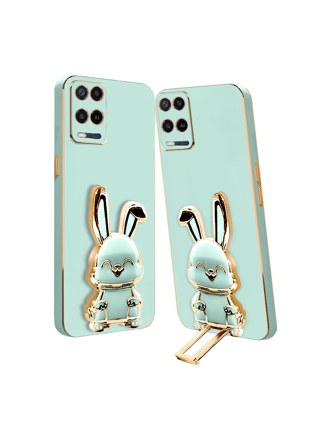 

Karwan 3D Bunny With Folding Stand Oppo A54 Back Cover Case, Green