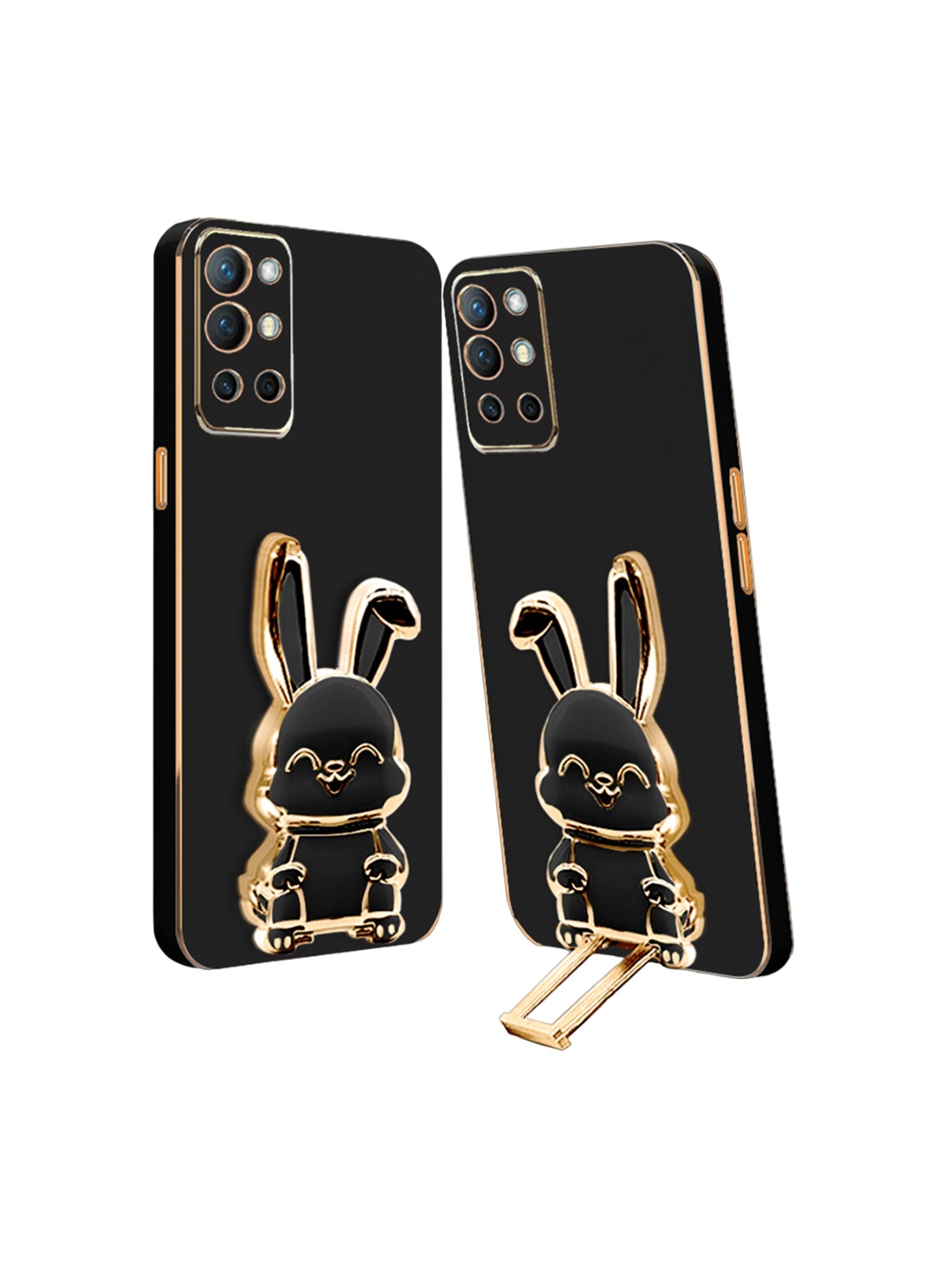 

Karwan 3D Bunny With Folding Stand Oneplus 8T Back Cover Case, Black