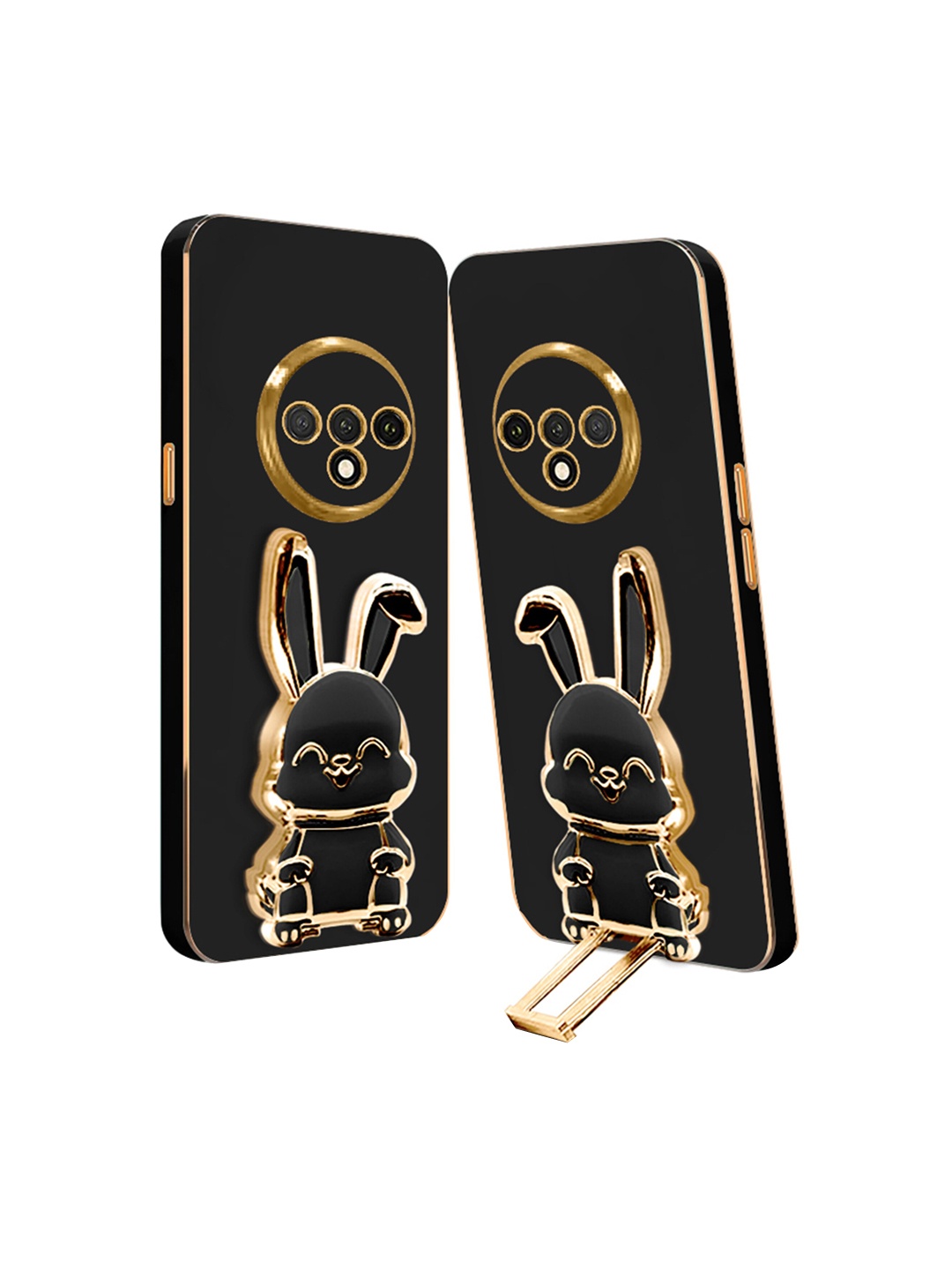 

Karwan 3D Bunny With Folding Stand Oneplus 7T Back Cover Case, Black