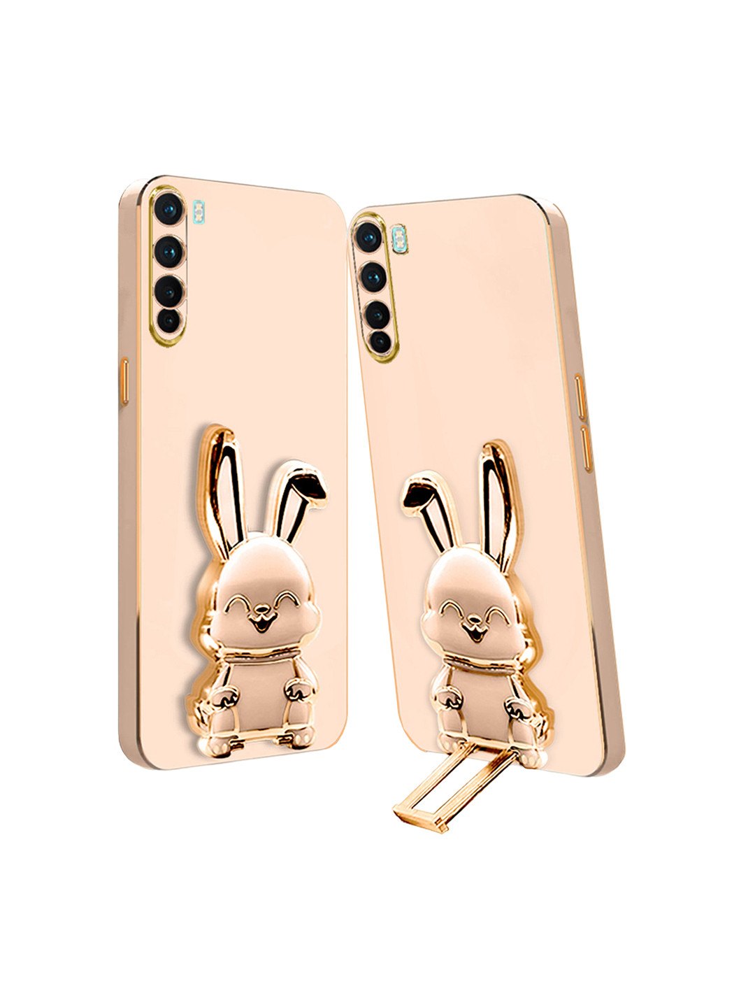 

Karwan 3D Bunny With Folding Stand Slip Proof OnePlus Nord Back Cover Case, Pink