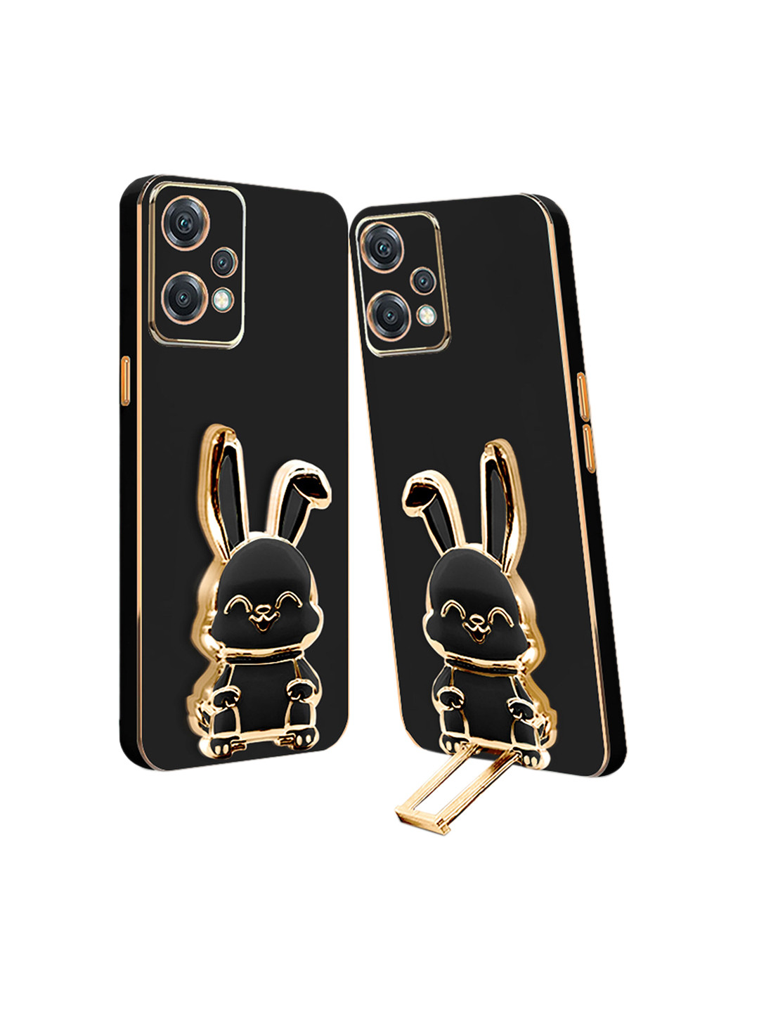 

Karwan 3D Bunny With Folding Stand Slip Proof Oneplus Nord CE2LITE Back Cover Case, Black