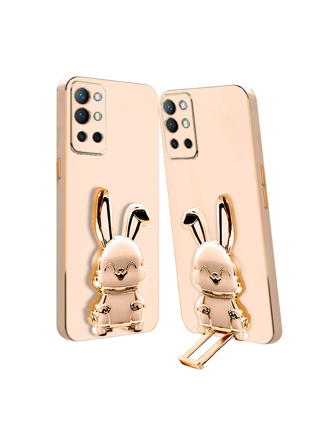 

Karwan 3D Bunny With Folding Stand Oneplus 9R Back Cover, Pink