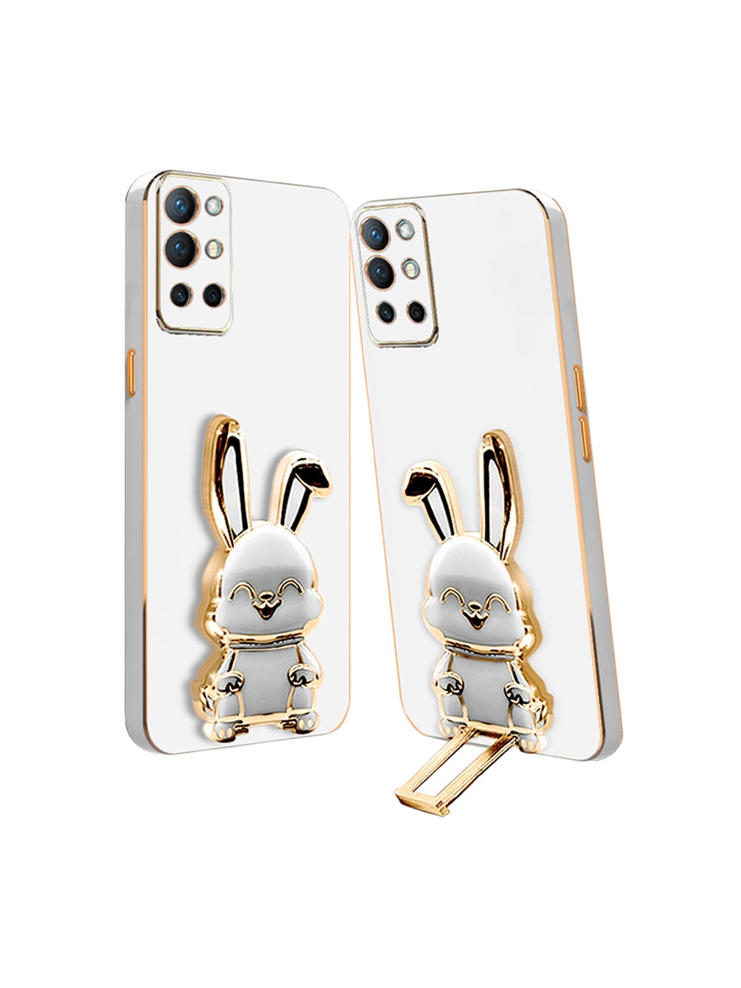 

Karwan 3D Bunny With Folding Stand Oneplus 8T Back Cover Case, White