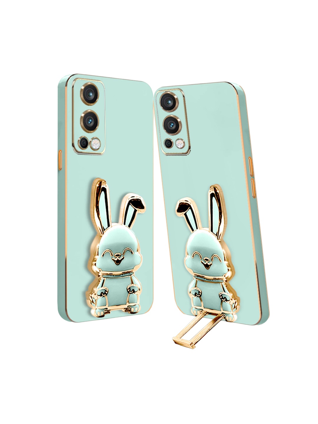 

Karwan 3D Bunny With Folding Stand Oneplus Nord 2 Back Cover Case, Green
