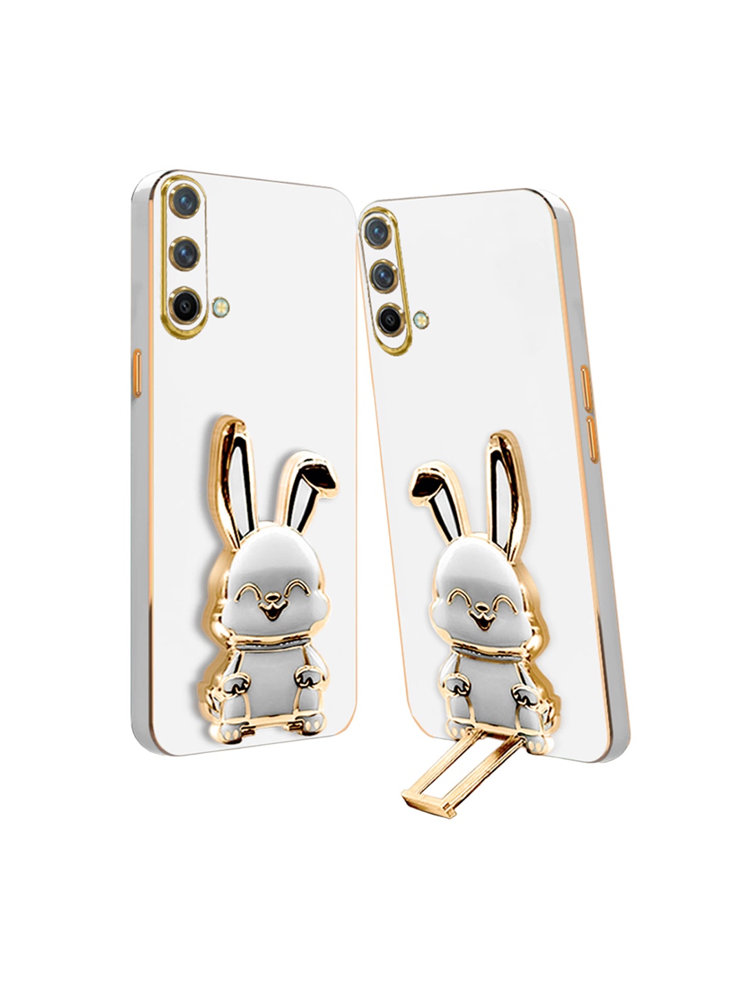 

Karwan 3D Bunny With Folding Stand Slip Proof Oneplus Nord CE Back Cover Case, White