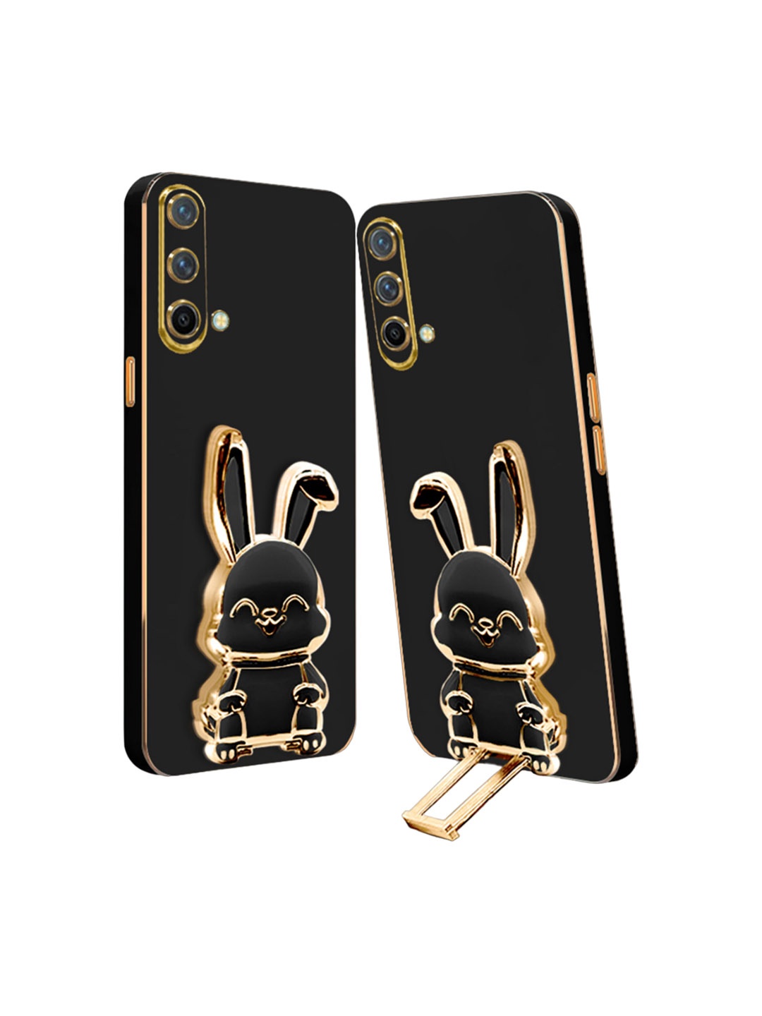 

Karwan 3D Bunny With Folding Stand Oneplus Nord CE Back Cover Case, Black