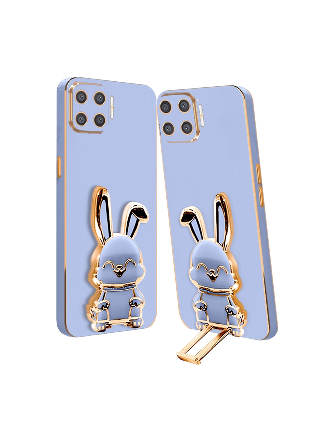 

Karwan 3D Bunny With Folding Stand Oppo A73 Back Cover Case, Blue