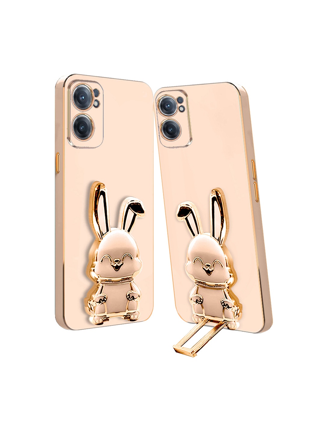 

Karwan 3D Bunny With Folding Stand Oneplus Nord CE2 Back Cover Case, Pink