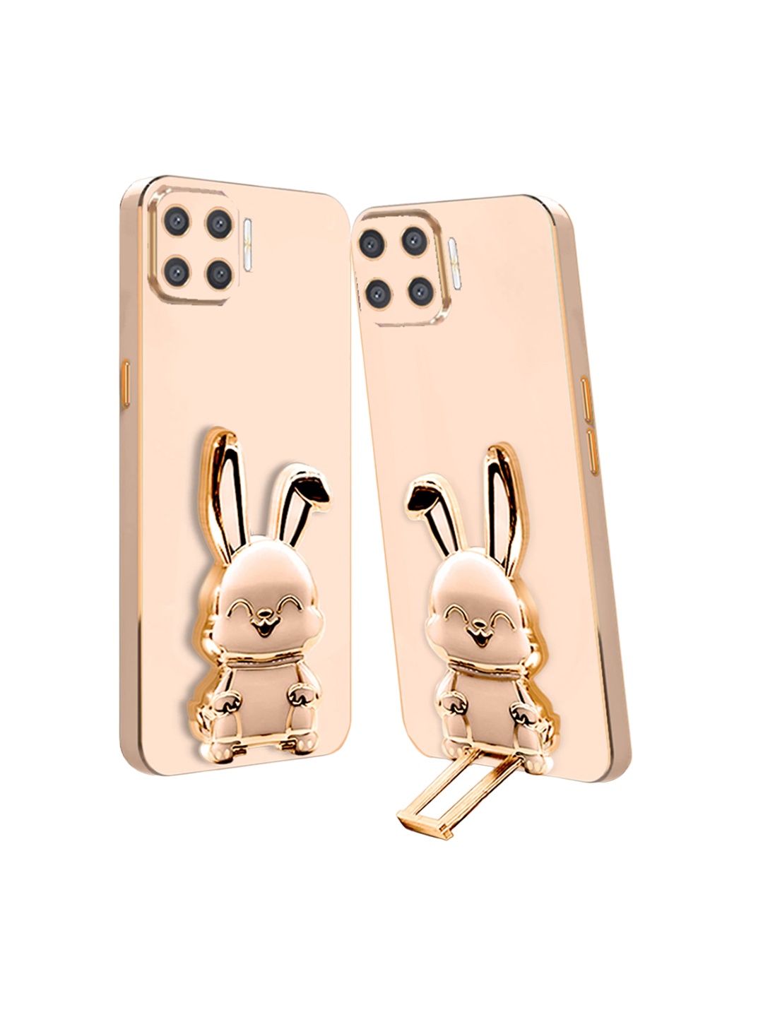 

Karwan 3D Bunny With Folding Stand Oppo A73 5G Back Cover Case, Pink