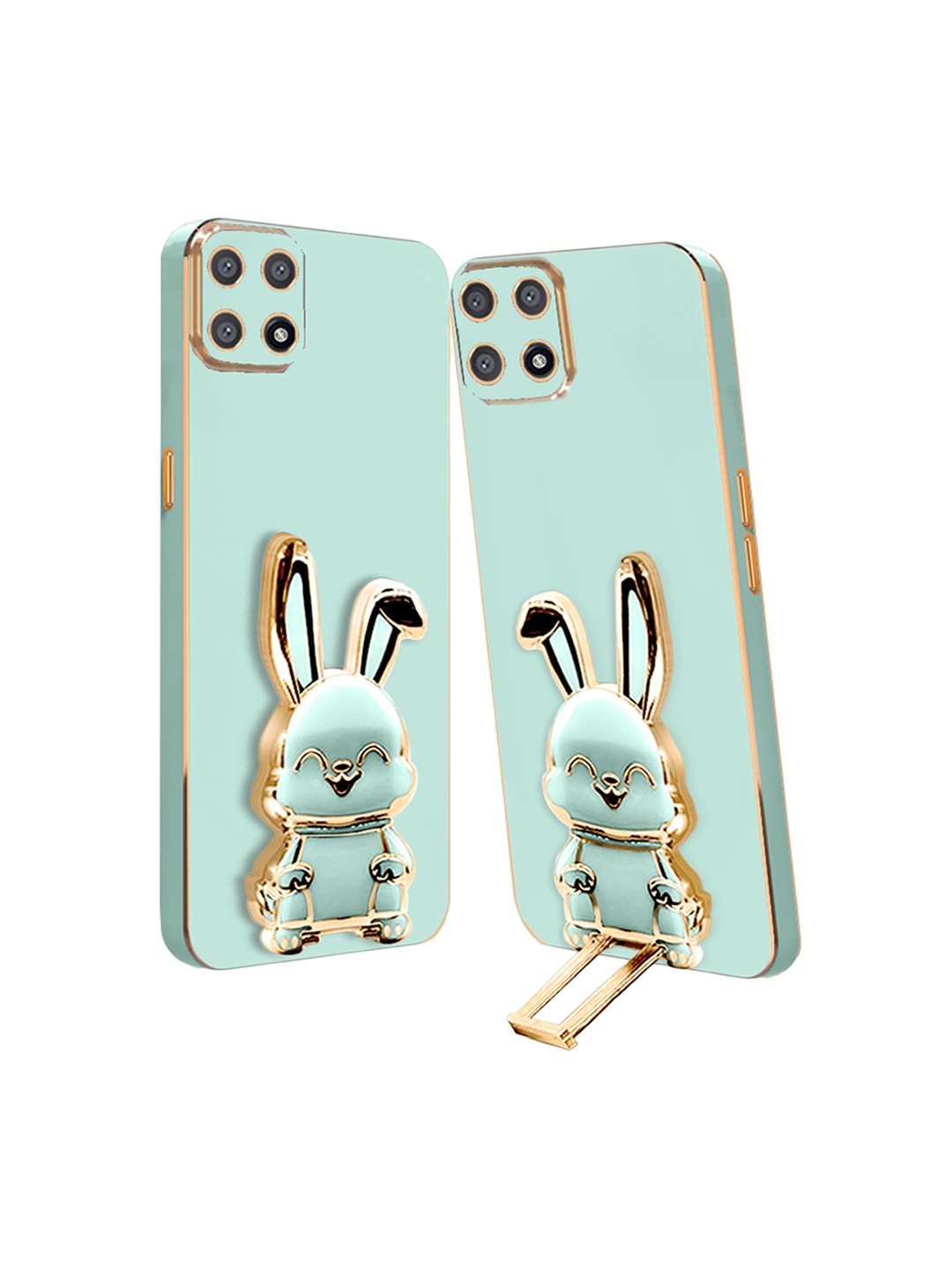 

Karwan Oppo A73 5G Back Case With 3D Bunny Folding Stand, Green