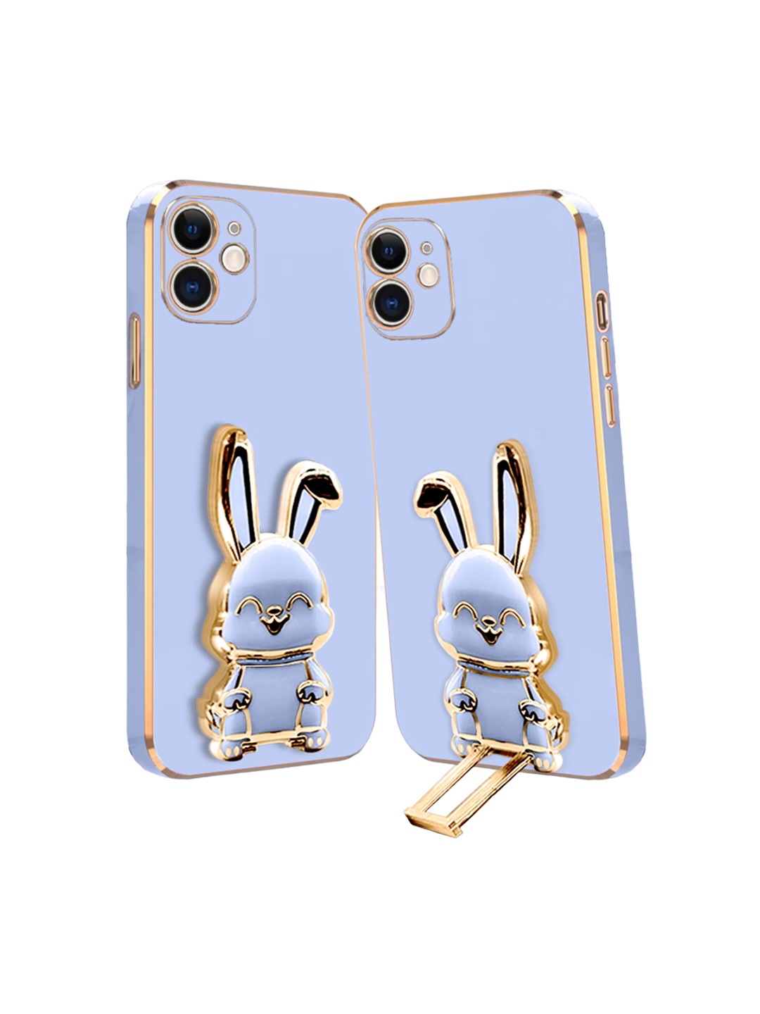 

Karwan 3D Bunny With Folding Stand iPhone 12 Back Cover Case, Blue