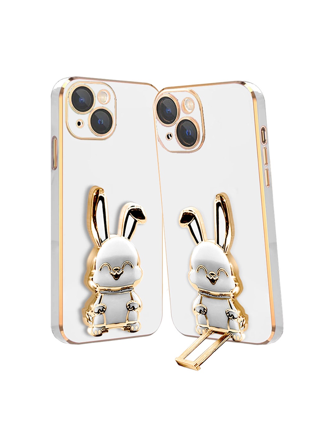 

Karwan iPhone 14 Back Case With 3D Bunny Folding Stand, White