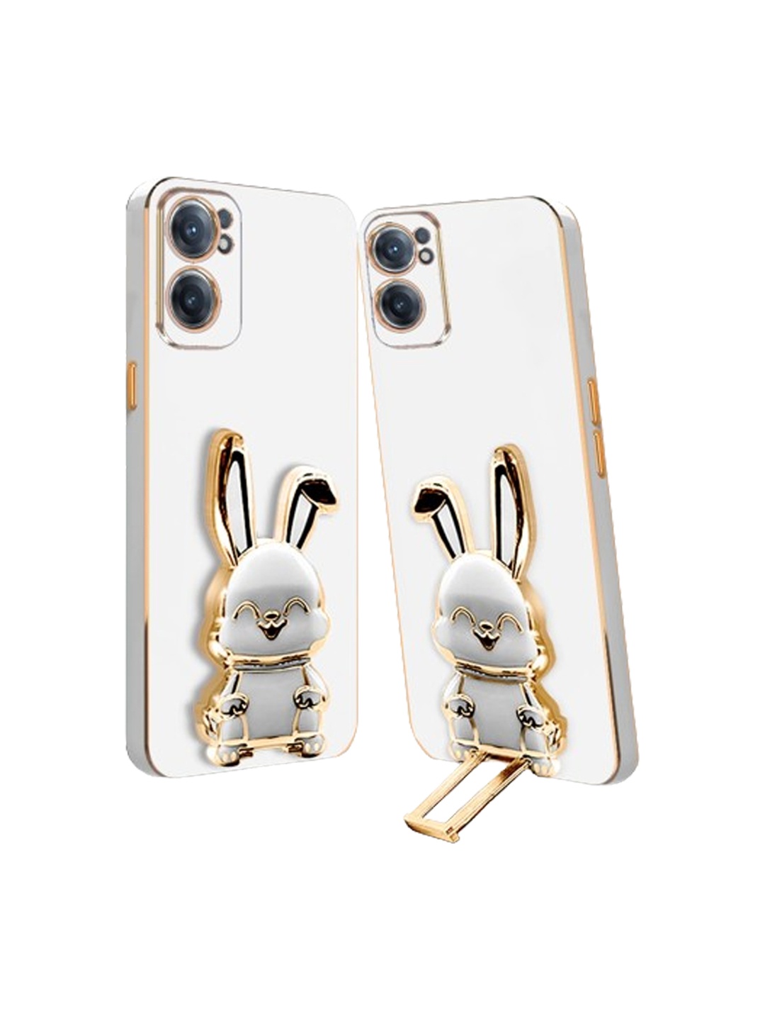 

Karwan OnePlus Nord CE2 Back Case With 3D Bunny Folding Stand, White