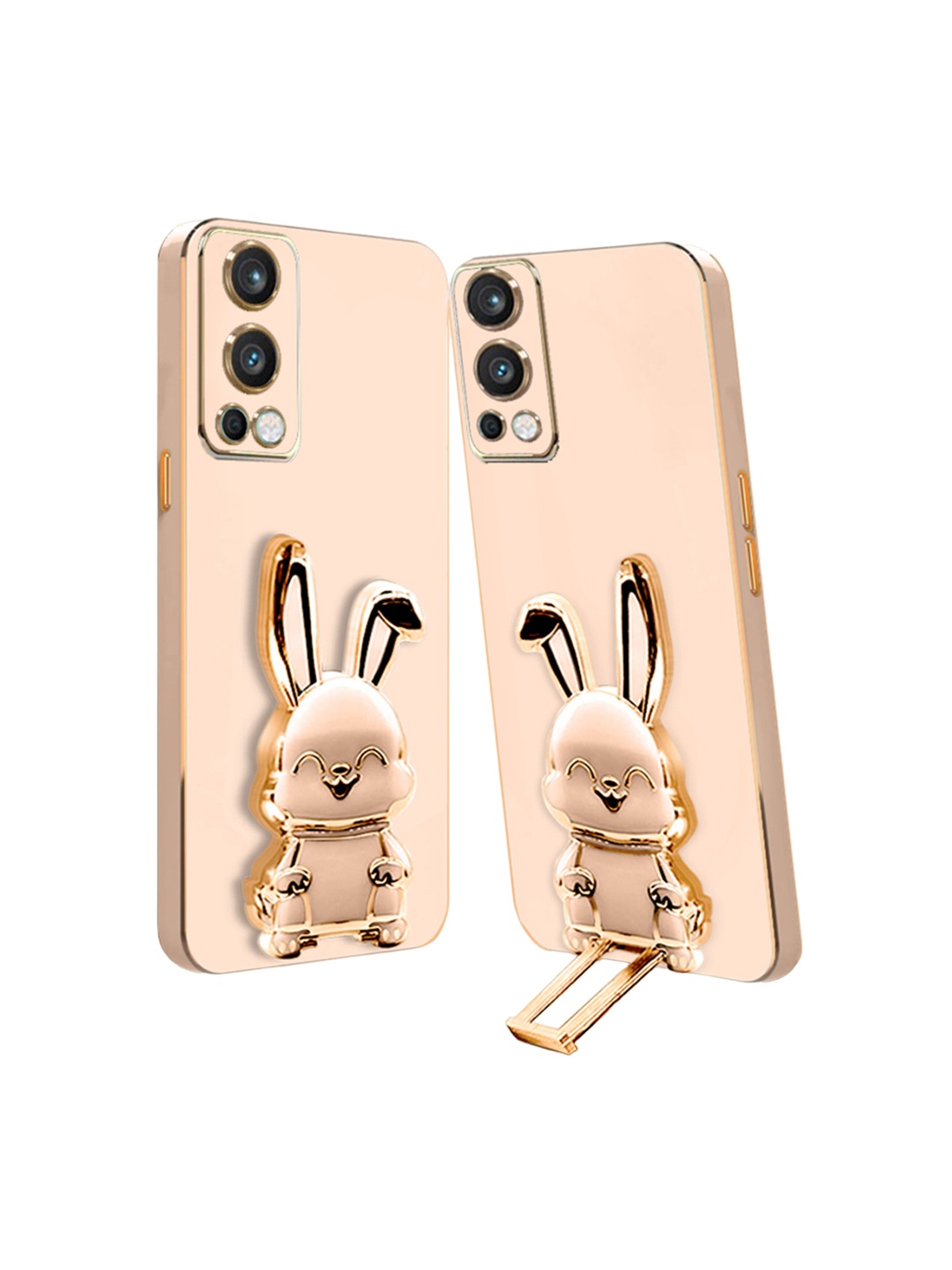 

Karwan OnePlus Nord 2 Back Case With 3D Bunny Folding Stand, Pink