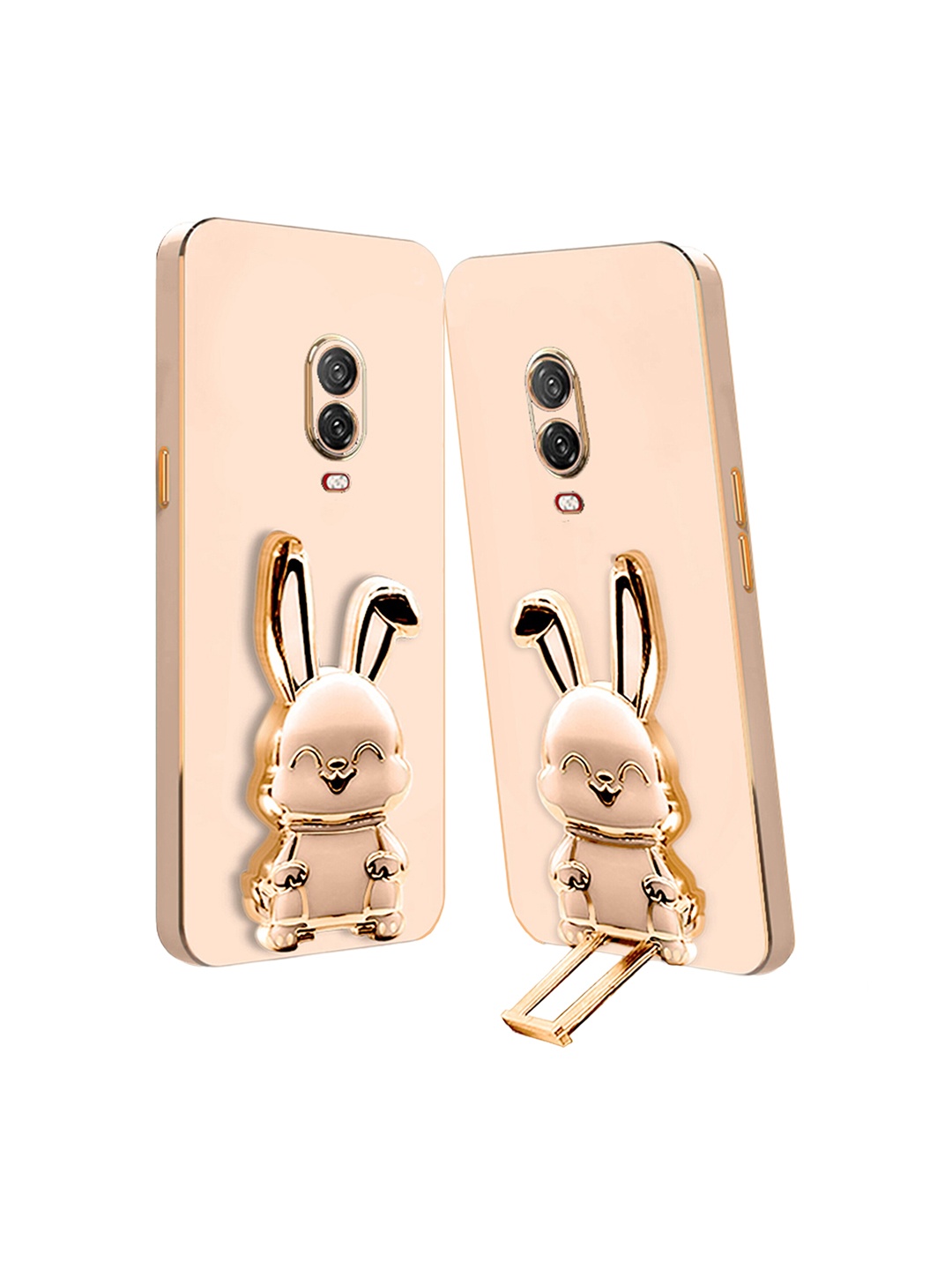 

Karwan OnePlus 7 Back Case With 3D Bunny Folding Stand, Pink