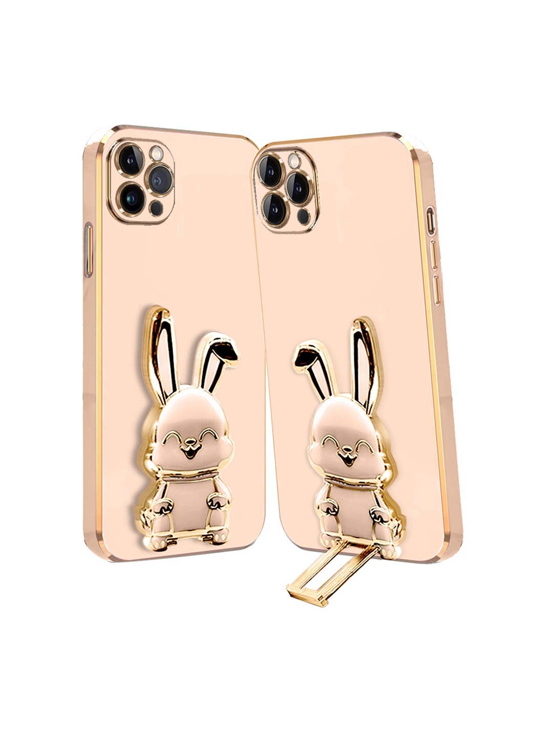 

Karwan iPhone 11 Pro Max Back Case With 3D Bunny Folding Stand, Pink