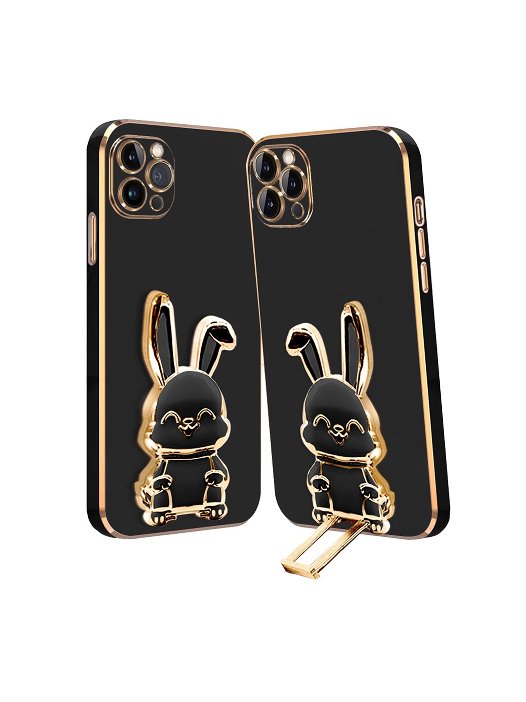 

Karwan iPhone 11 Pro Back Case With 3D Bunny Folding Stand, Black