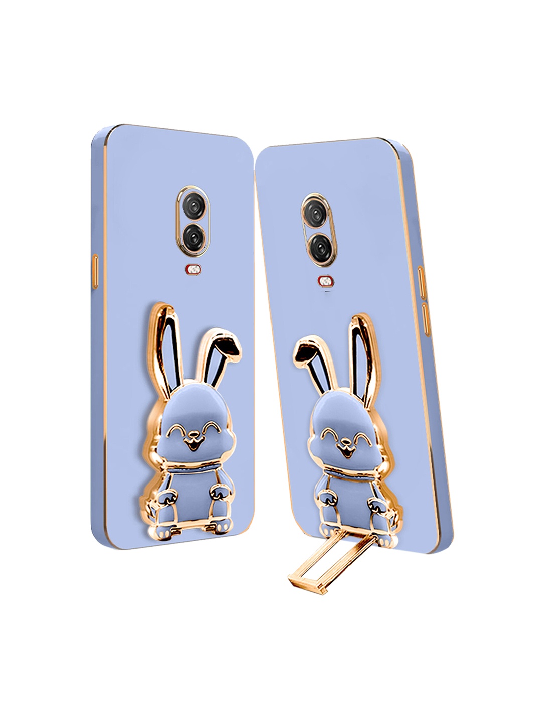 

Karwan Lightweight OnePlus 6T Back Case With 3D Bunny Folding Stand, Blue