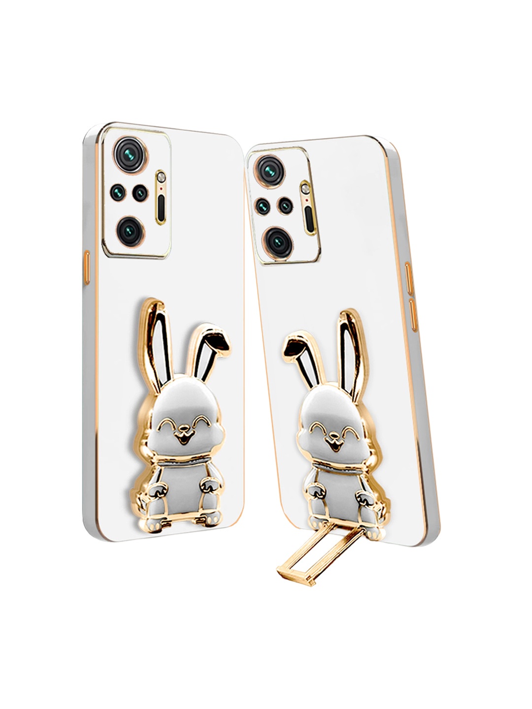 

Karwan 3D Bunny With Folding Stand Redmi Note 10 Pro Back Cover Case, White