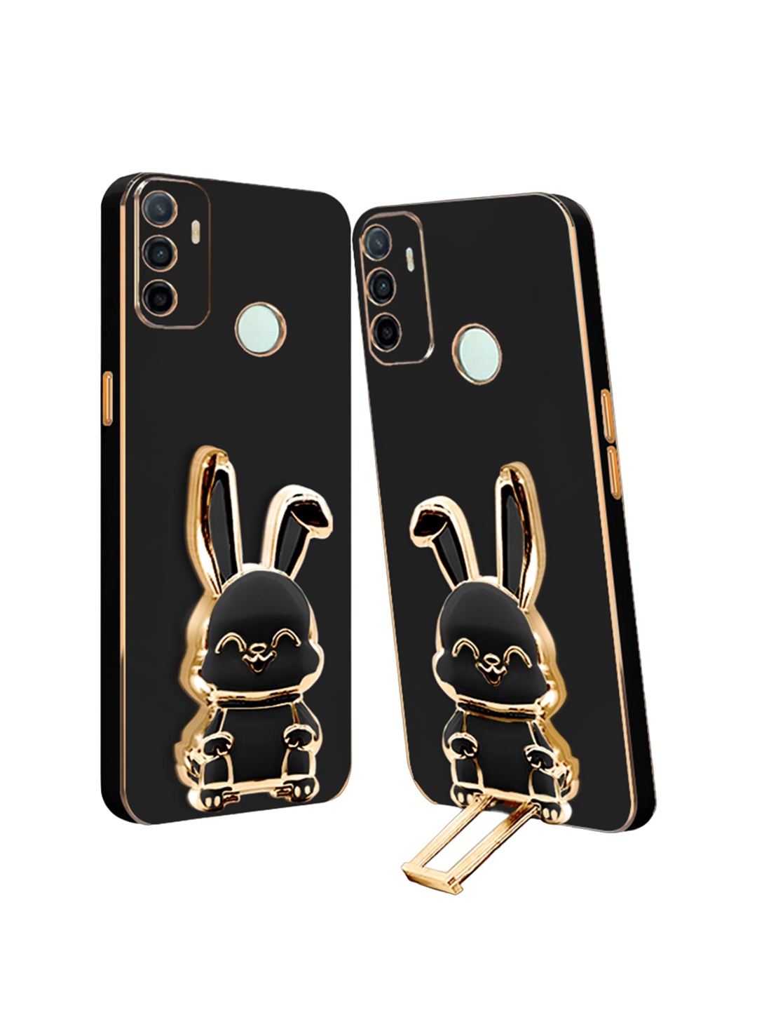 

Karwan Oppo A53 2020 Back Case With 3D Bunny Folding Stand, Black