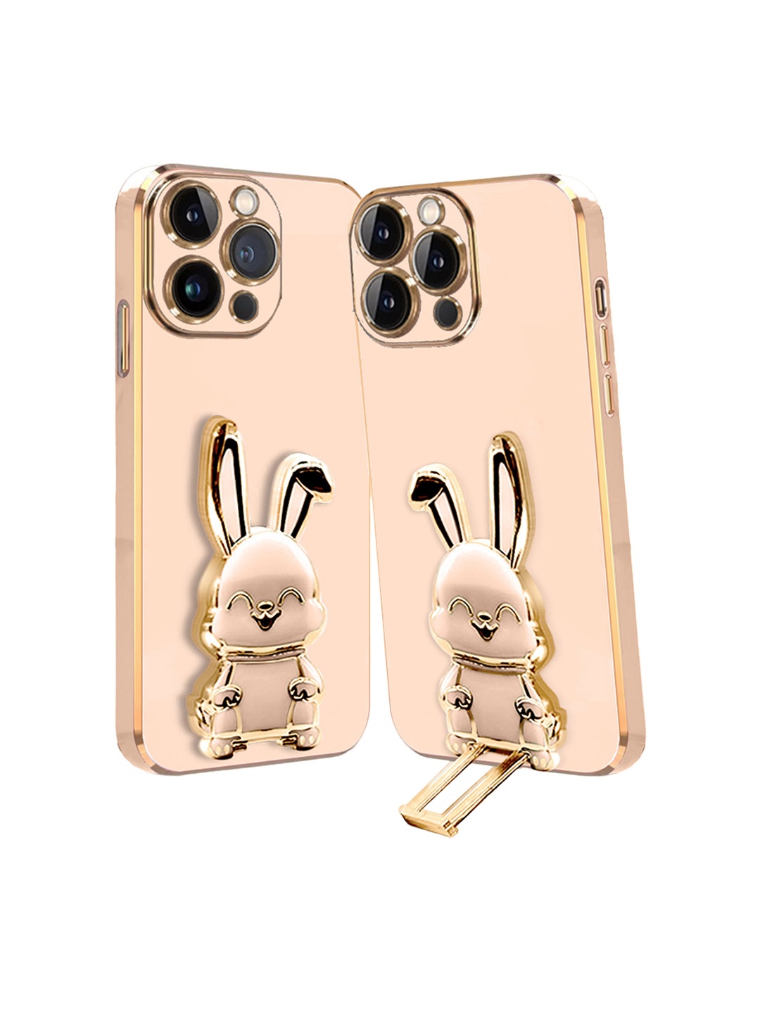 

Karwan iPhone 12 Pro Max Back Case With 3D Bunny Folding Stand, Pink