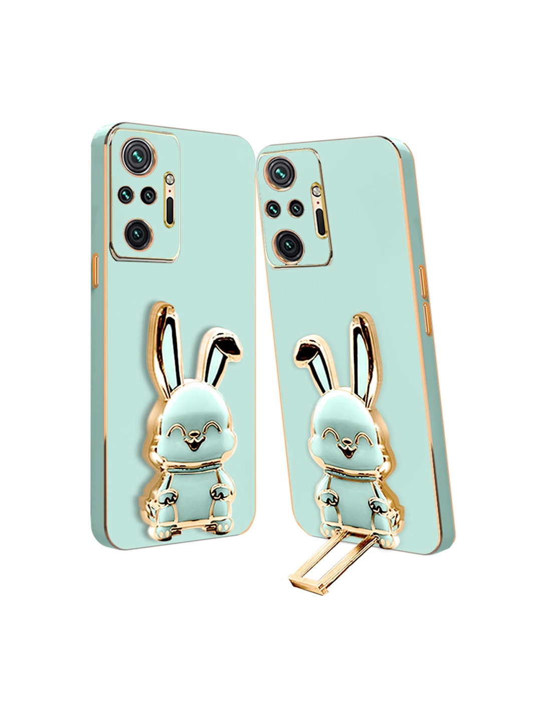 

Karwan Redmi Note 10 Pro Back Case With 3D Bunny Folding Stand, Green