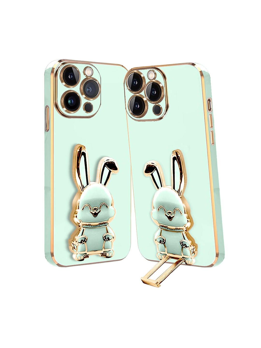 

Karwan 3D Bunny With Folding Stand Compatible iPhone 12 Pro Back Cover Case, Green