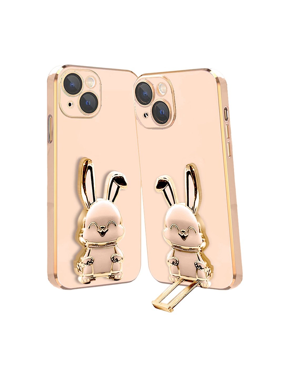 

Karwan iPhone 14 Plus Back Case With 3D Bunny Folding Stand, Pink