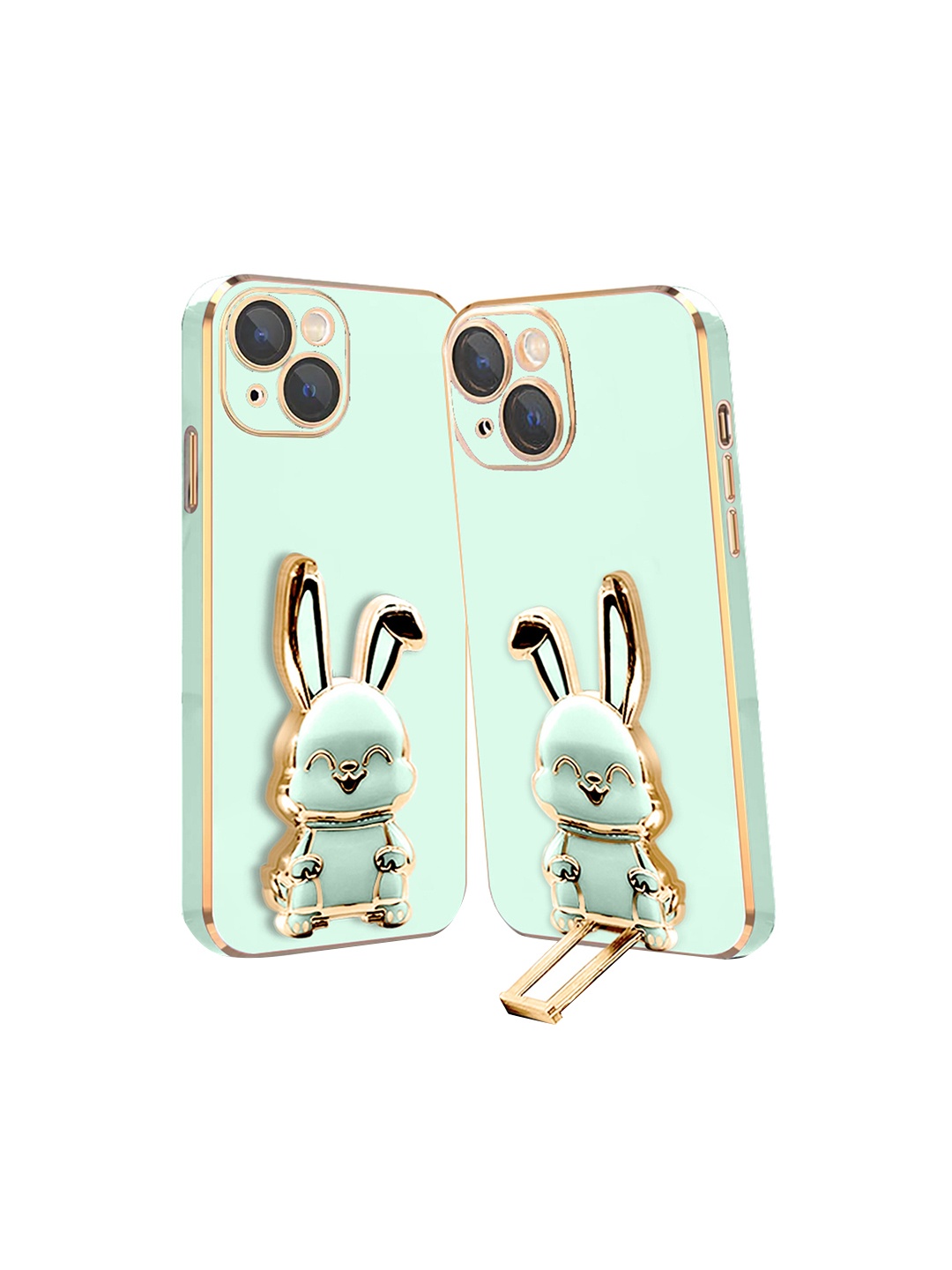 

Karwan iPhone 14 Back Case With 3D Bunny Folding Stand, Green