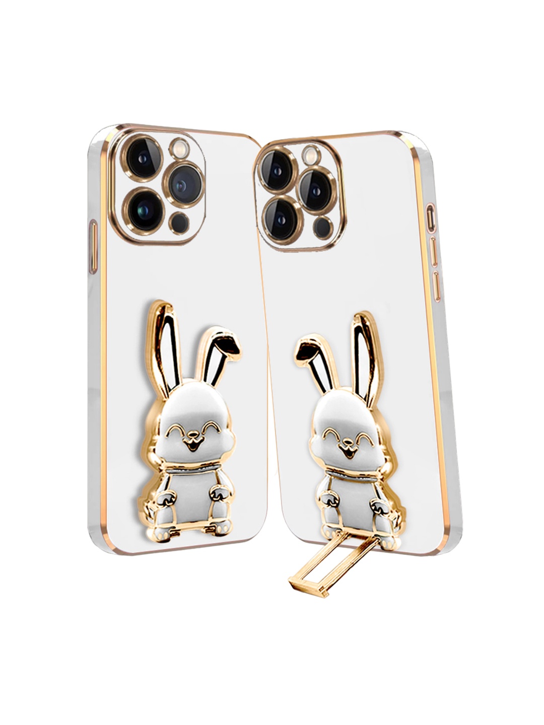

Karwan Unisex iPhone 14 Pro Max Back Case With 3D Bunny Folding Stand, White