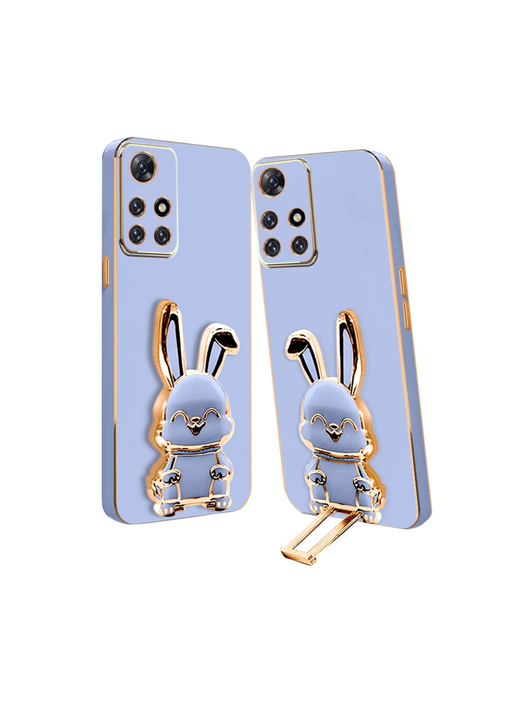 

Karwan Mi 10 Prime Back Case With 3D Bunny Folding Stand, Blue