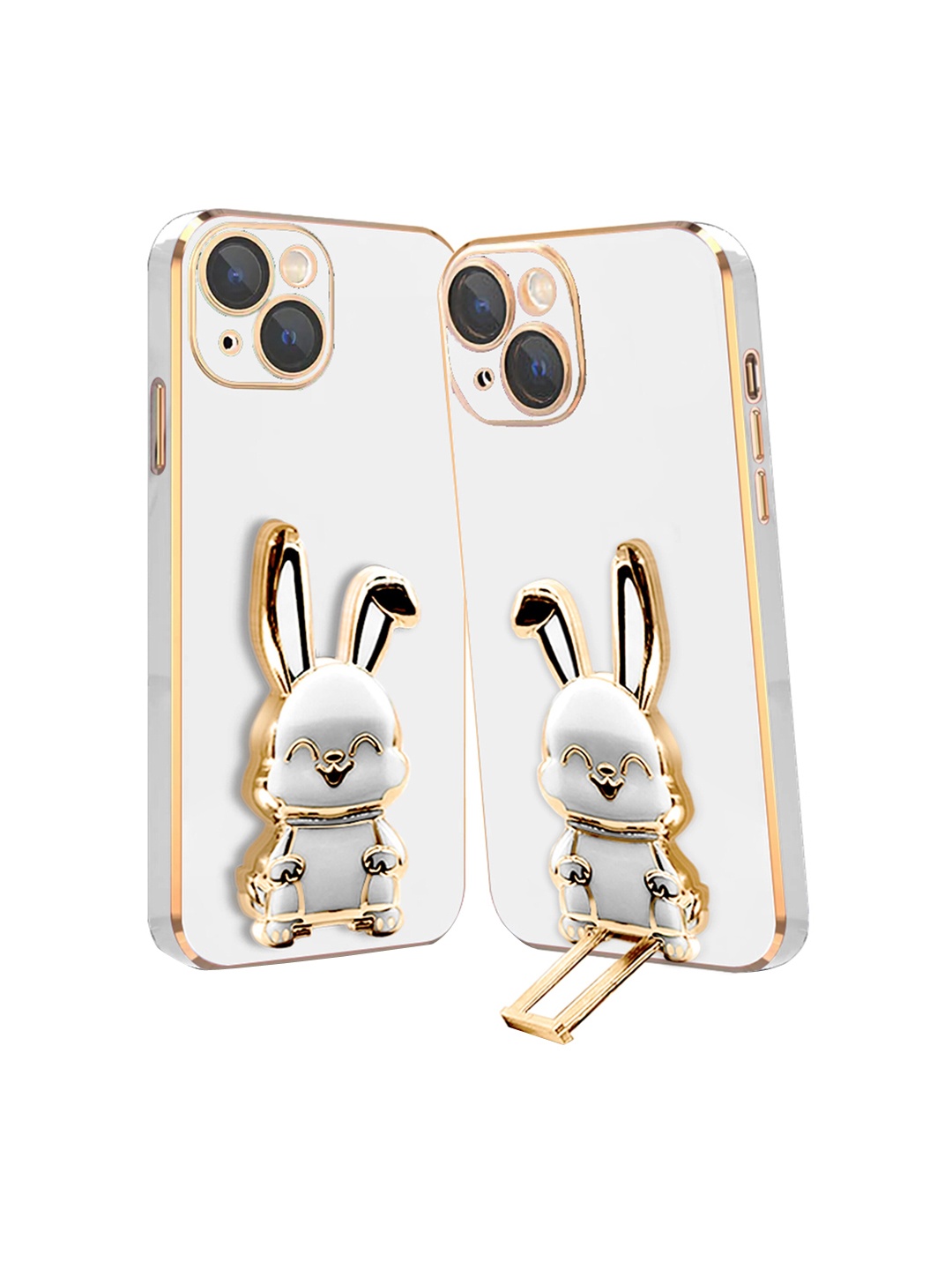

Karwan Lightweight iPhone 13 Back Case With 3D Bunny Folding Stand, White